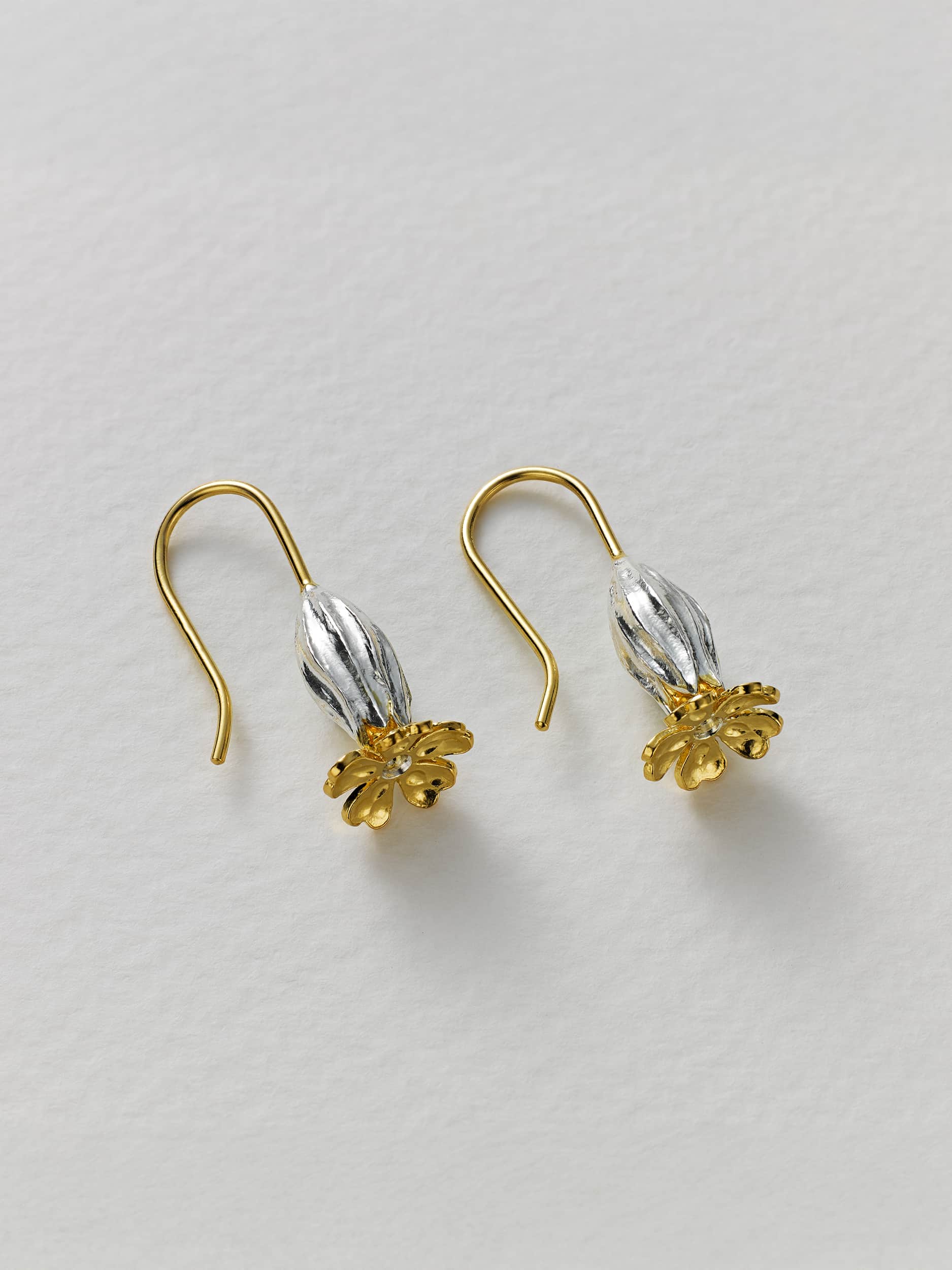 Cowslip Hook Earrings - image 6 | silver & gold plate