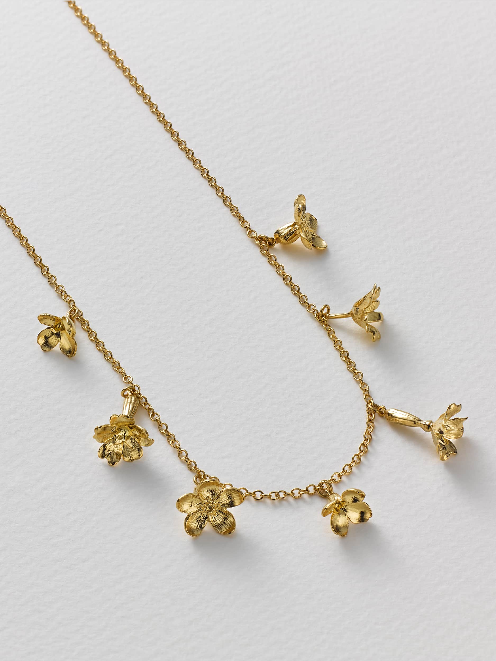 Tumbling Wildflower Medley Charm Necklace - image 4 | gold plate