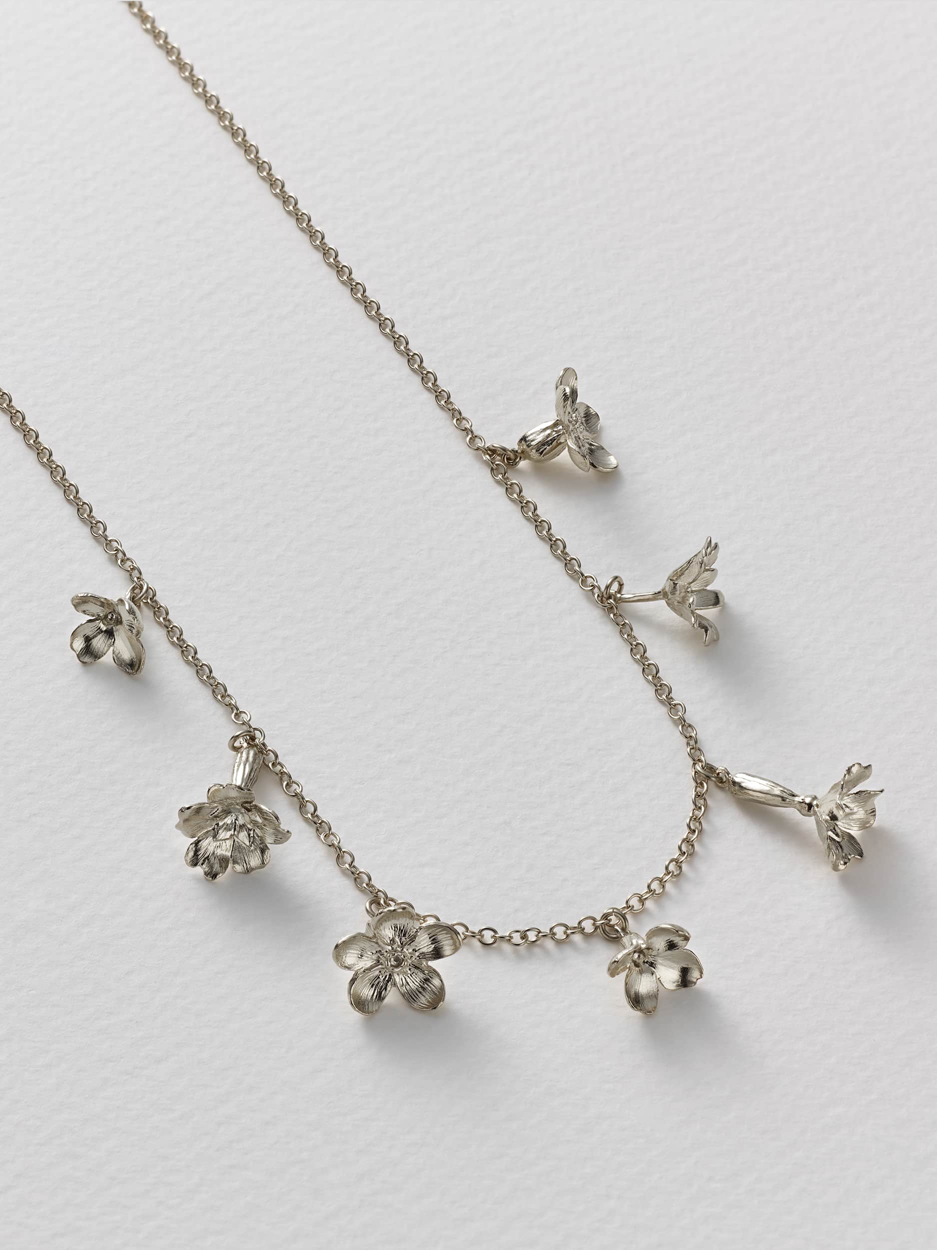 Tumbling Wildflower Medley Charm Necklace - image 8 | silver