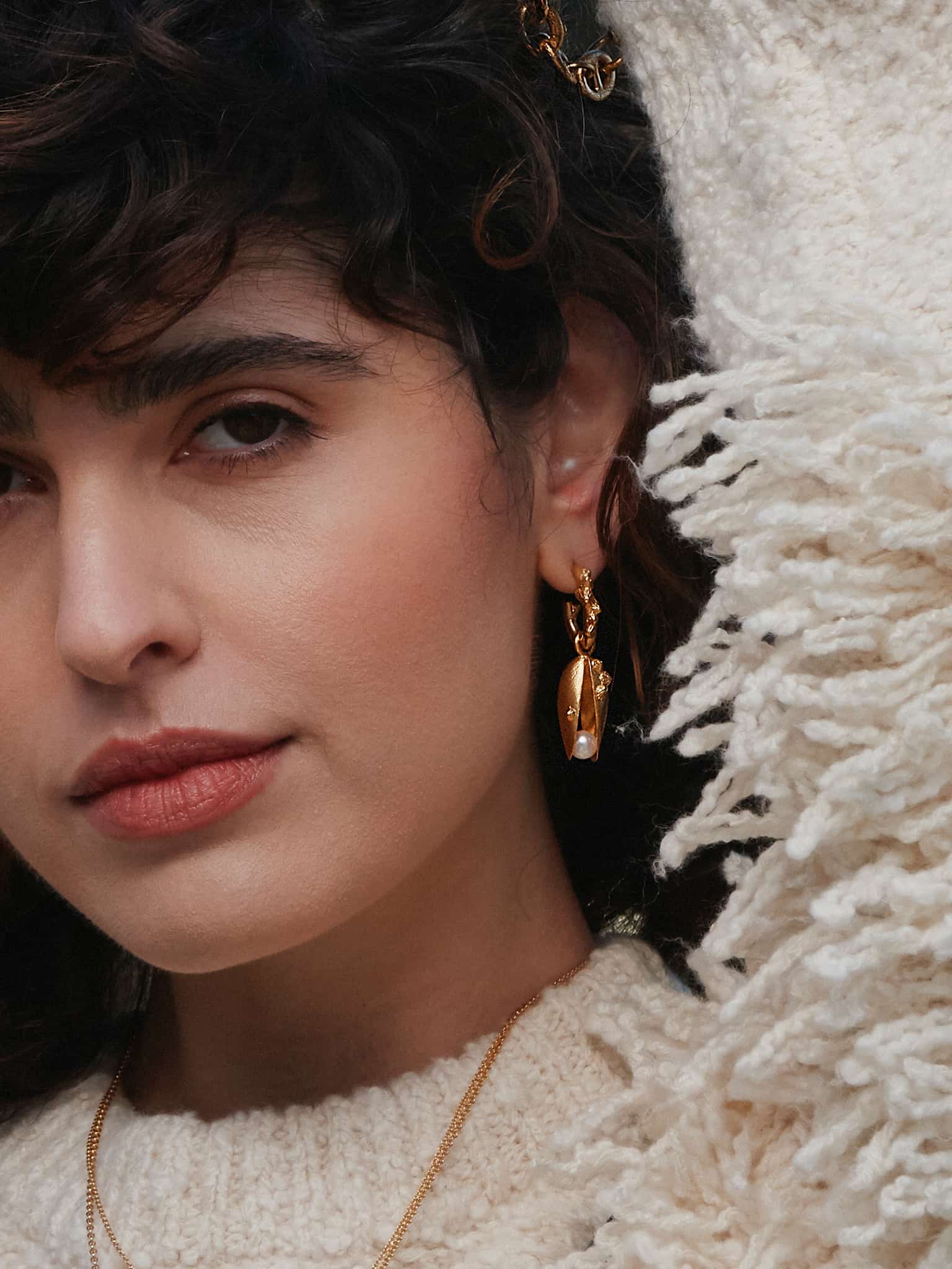 Statement Mussel & Pearl Drop Earrings - image 2