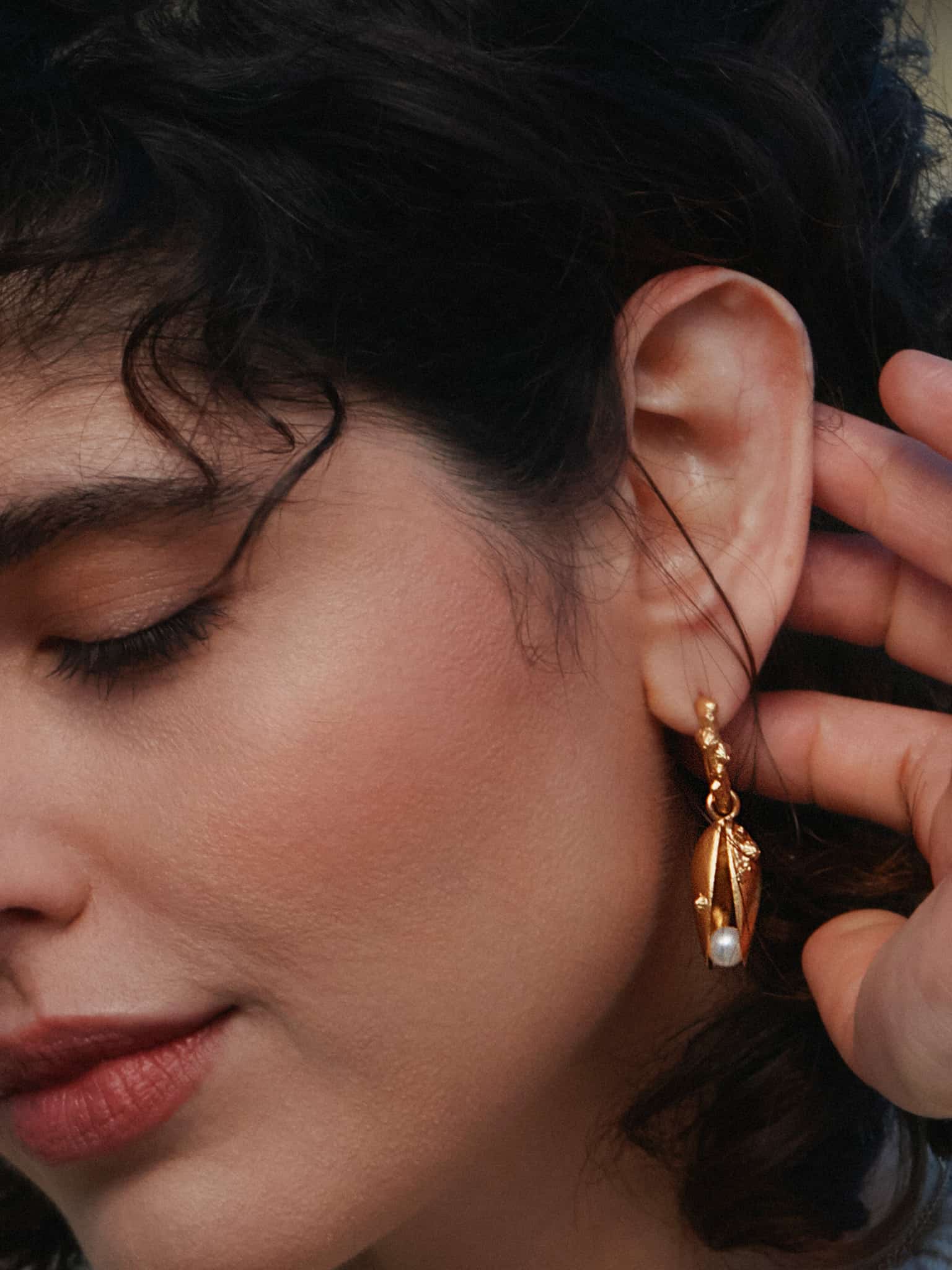 Statement Mussel & Pearl Drop Earrings - image 3