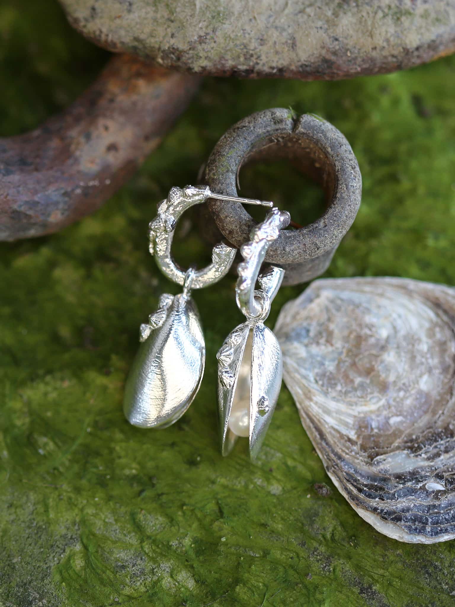 Statement Mussel & Pearl Drop Earrings - image 9