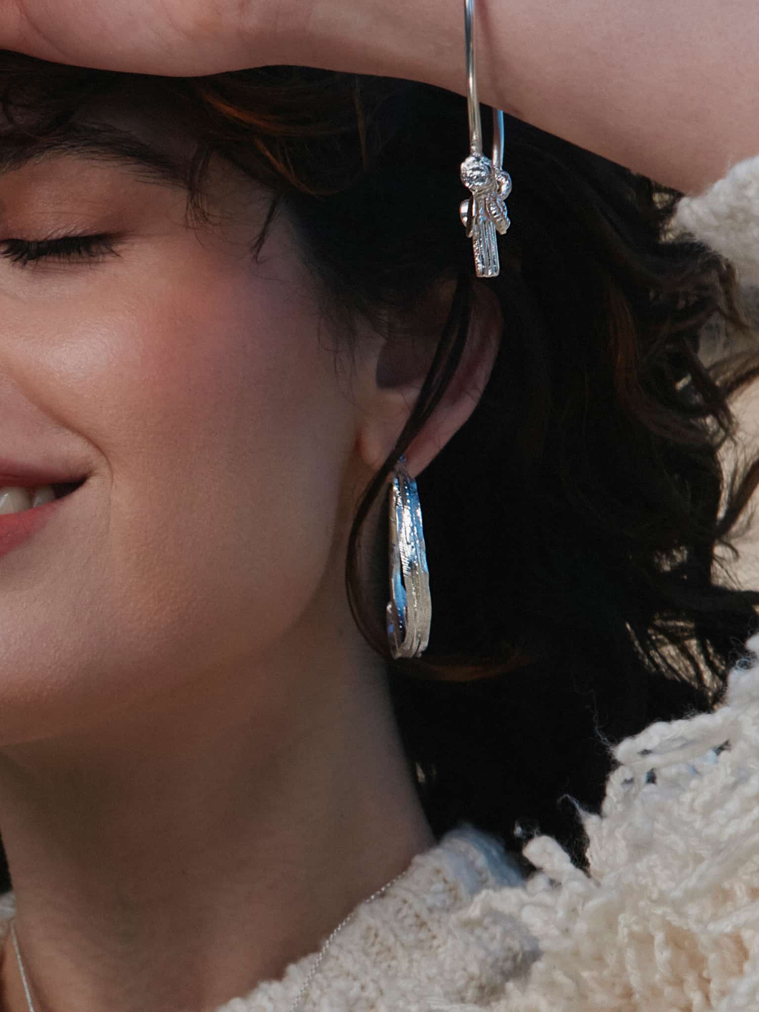 Silver Eel Hoop Earring - image 8