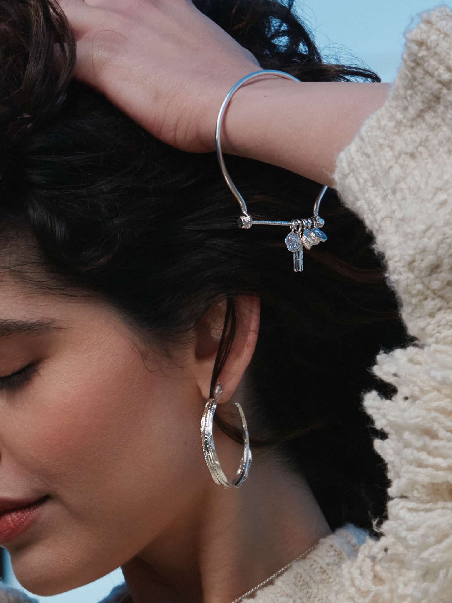 Silver Eel Hoop Earring - image 9