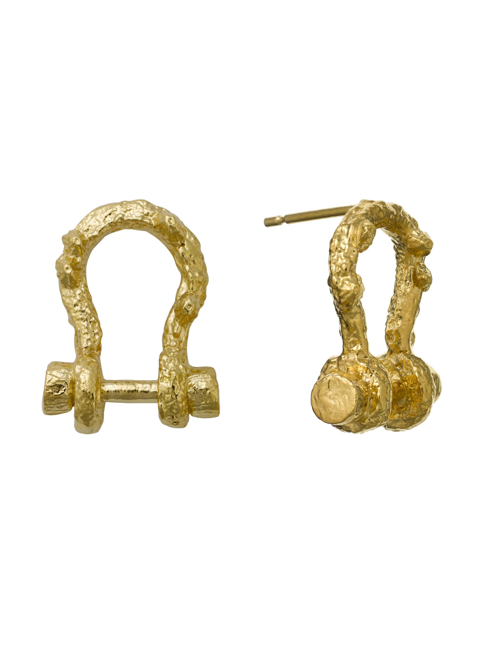Aged Boatyard Link Stud Earrings - image 1 | gold plate