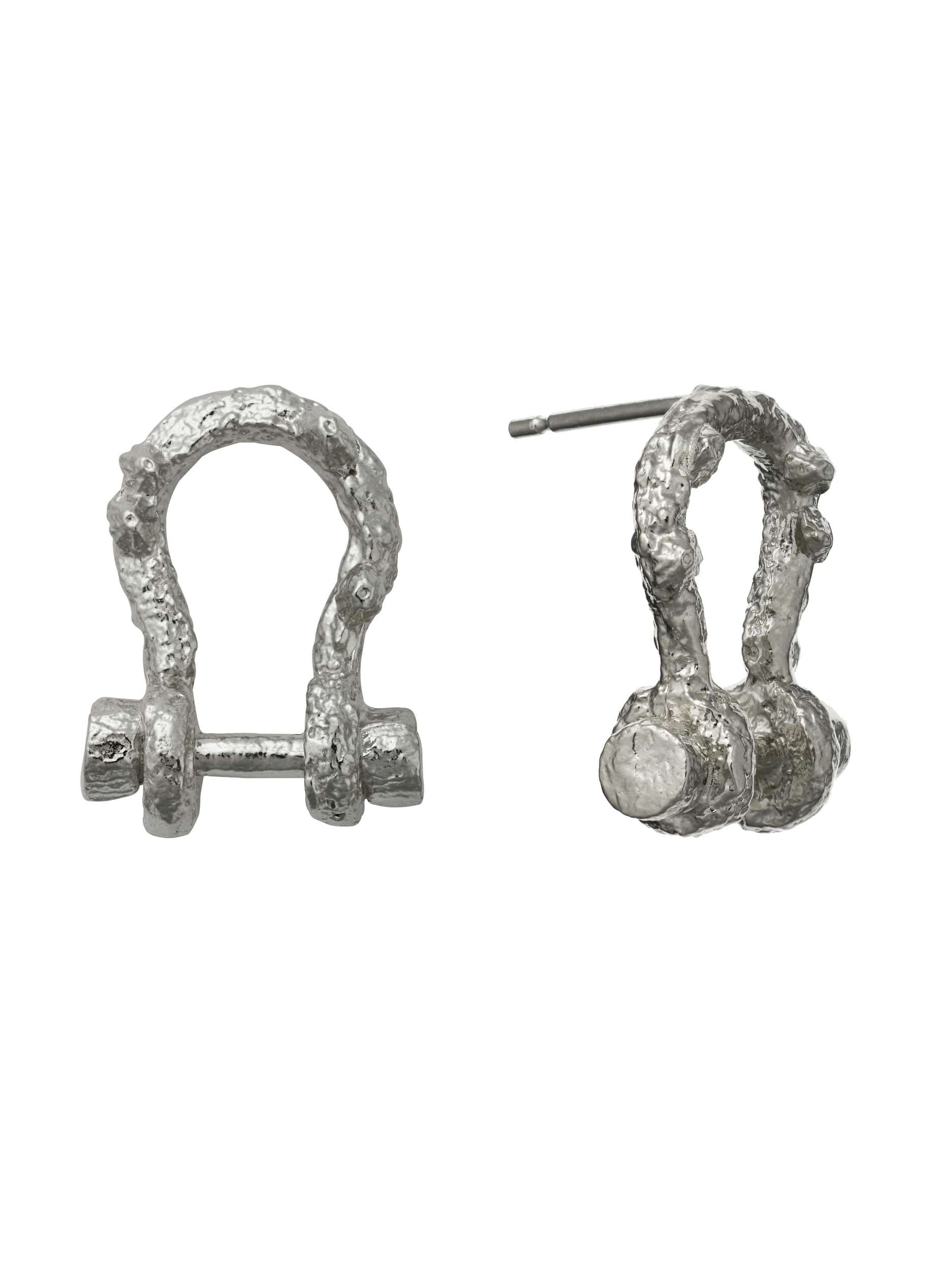 Aged Boatyard Link Stud Earrings - image 6 | silver