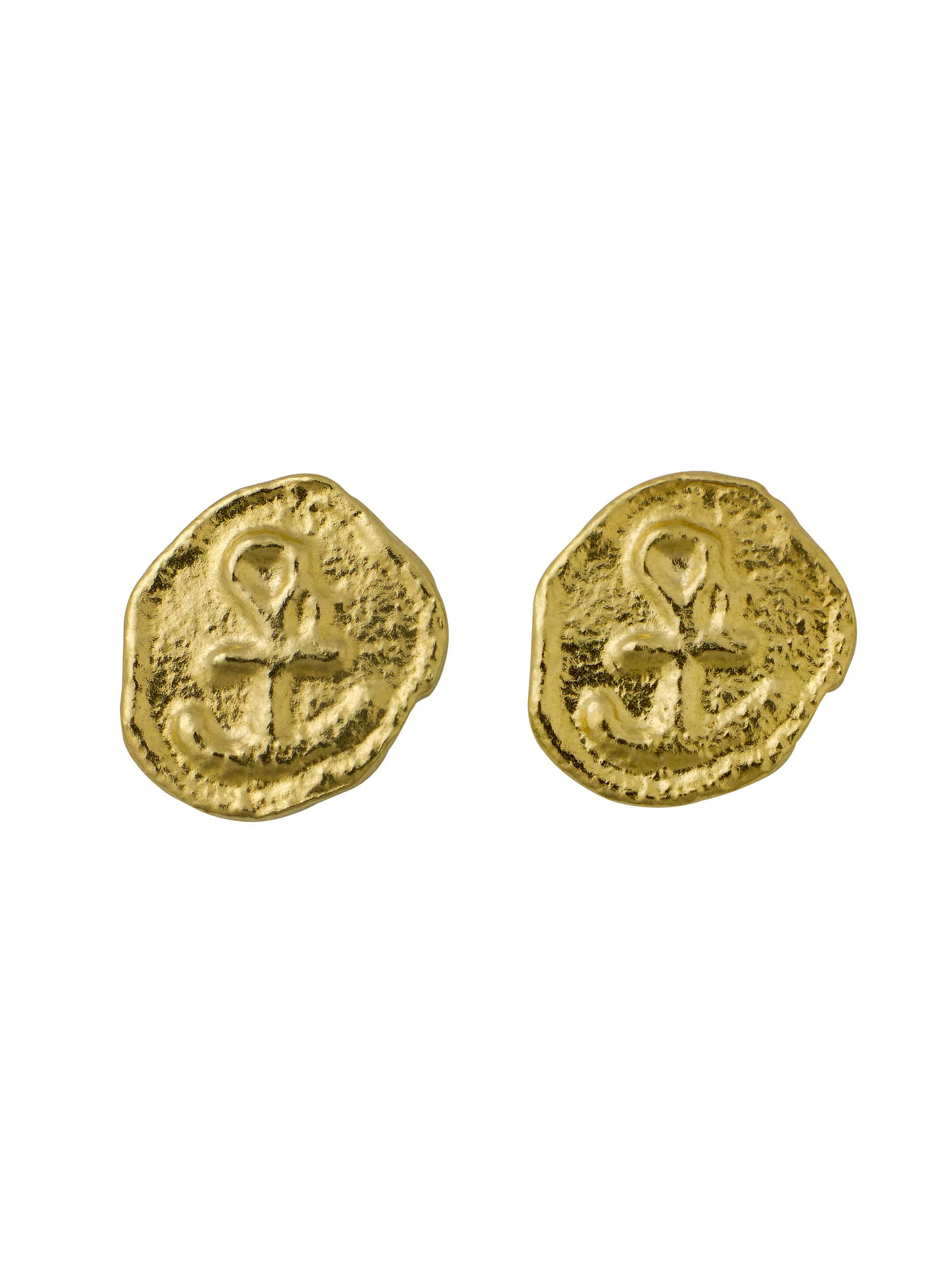 Mudlarked Anchor Token Stud Earrings - image 6 | gold plate