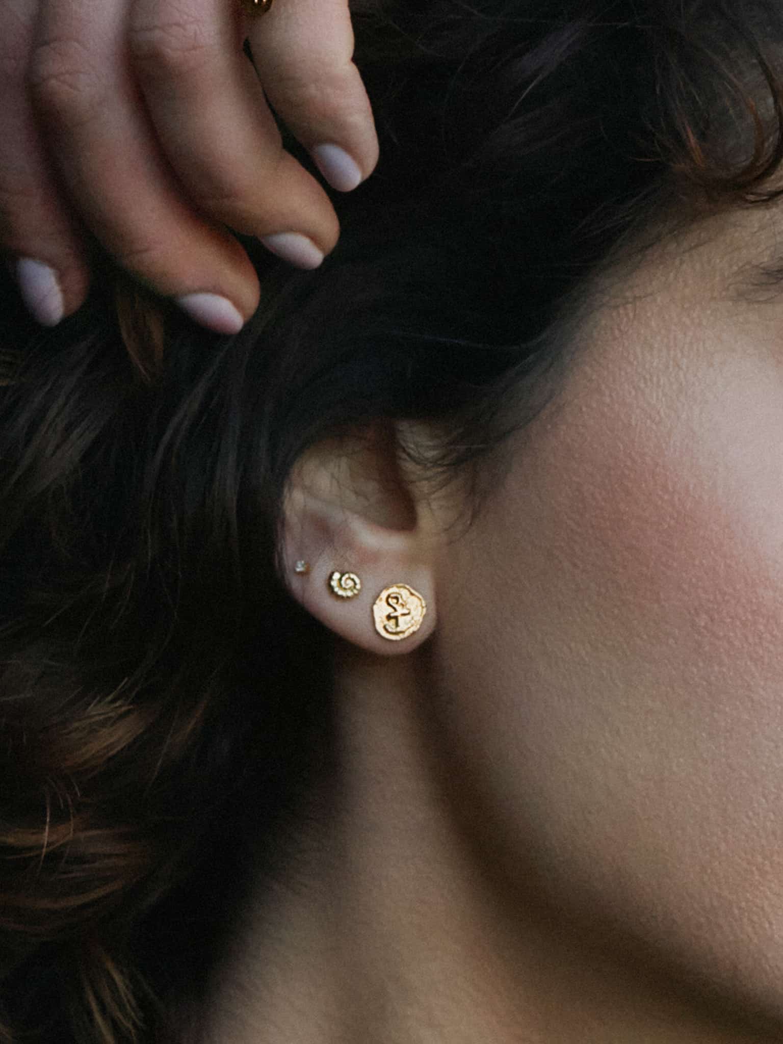 Mudlarked Anchor Token Stud Earrings - image 2