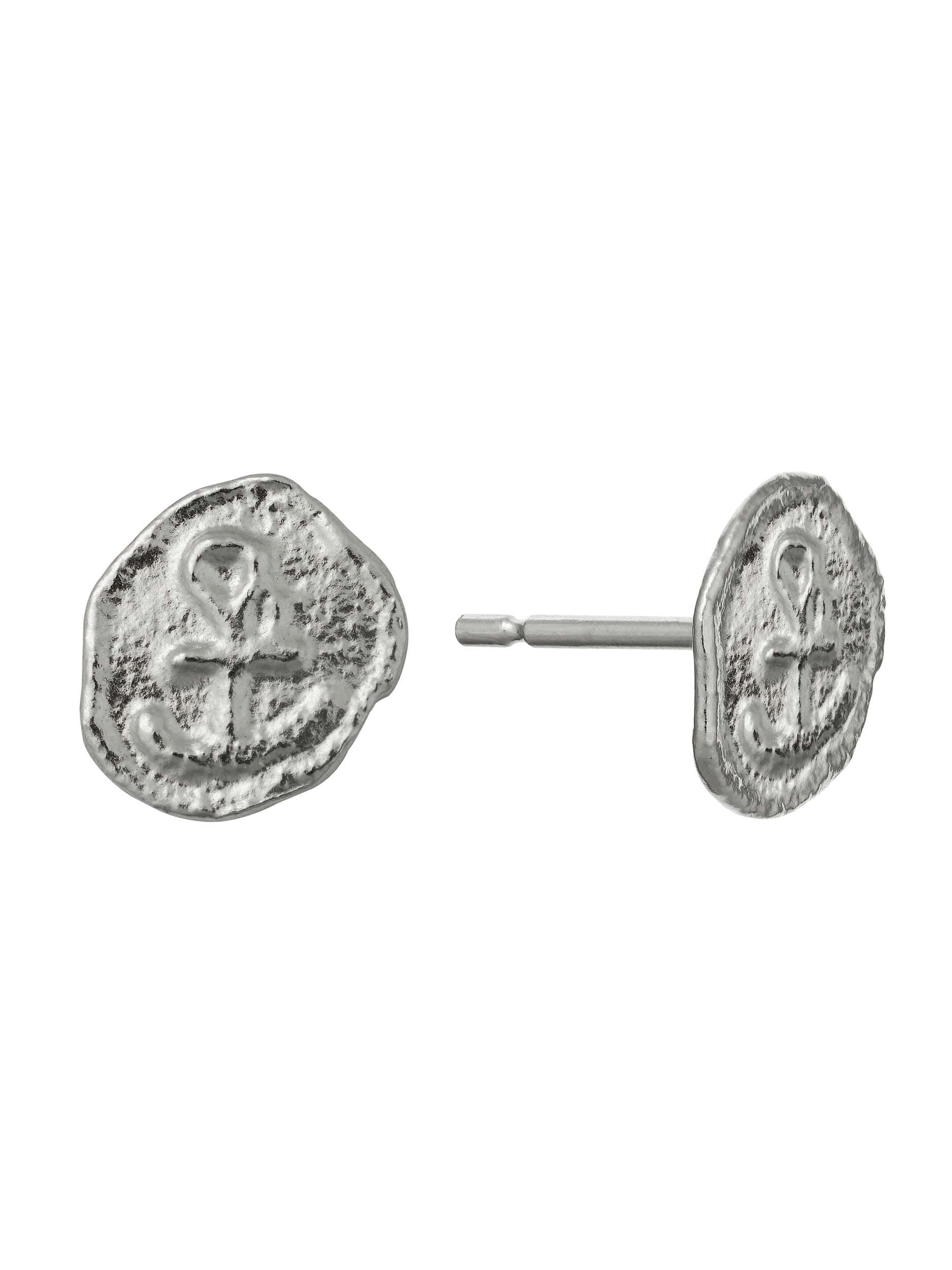 Mudlarked Anchor Token Stud Earrings - image 7 | silver
