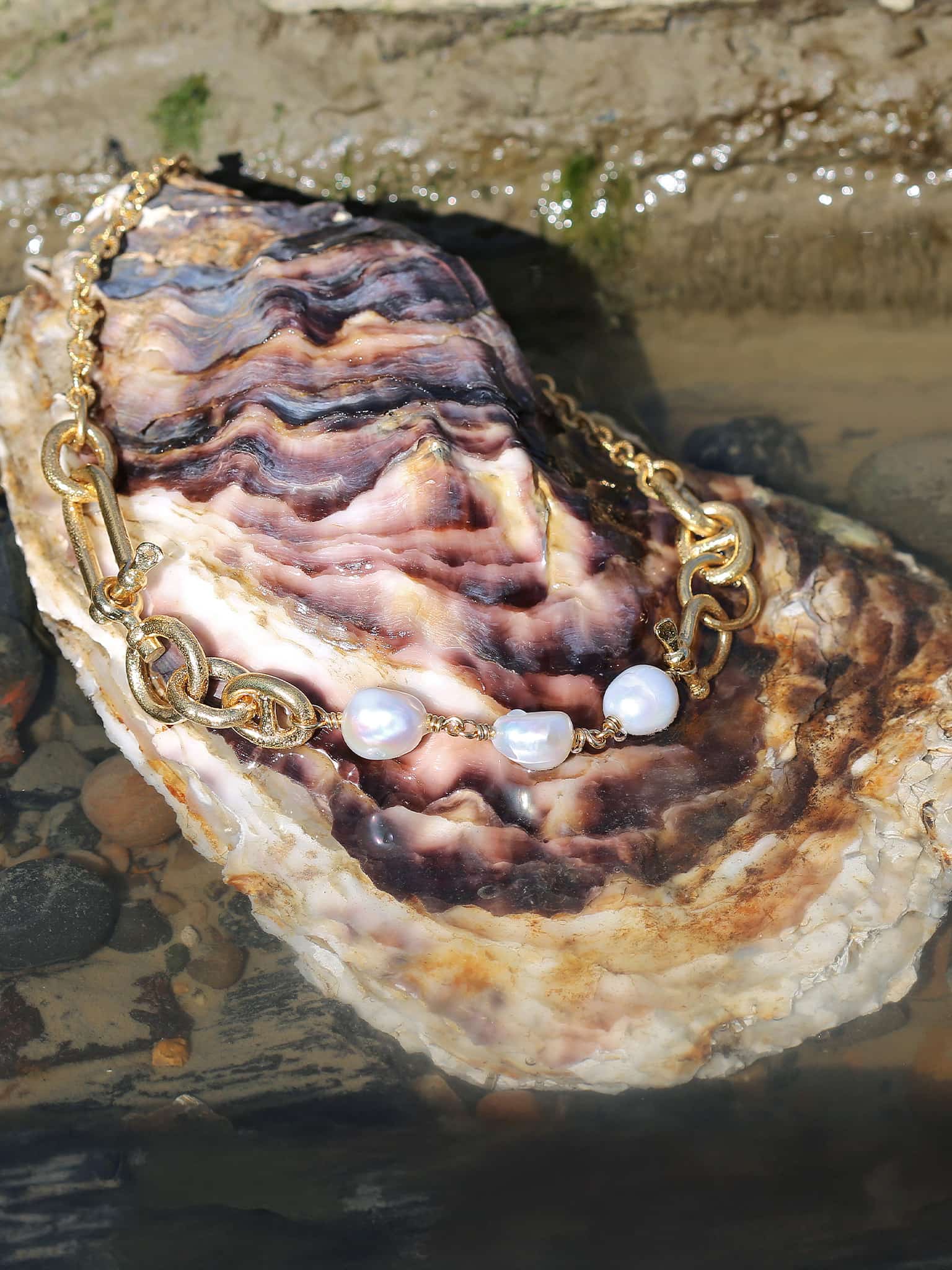 Heavy Boatyard Link Chain & Freshwater Pearl Necklace - image 5