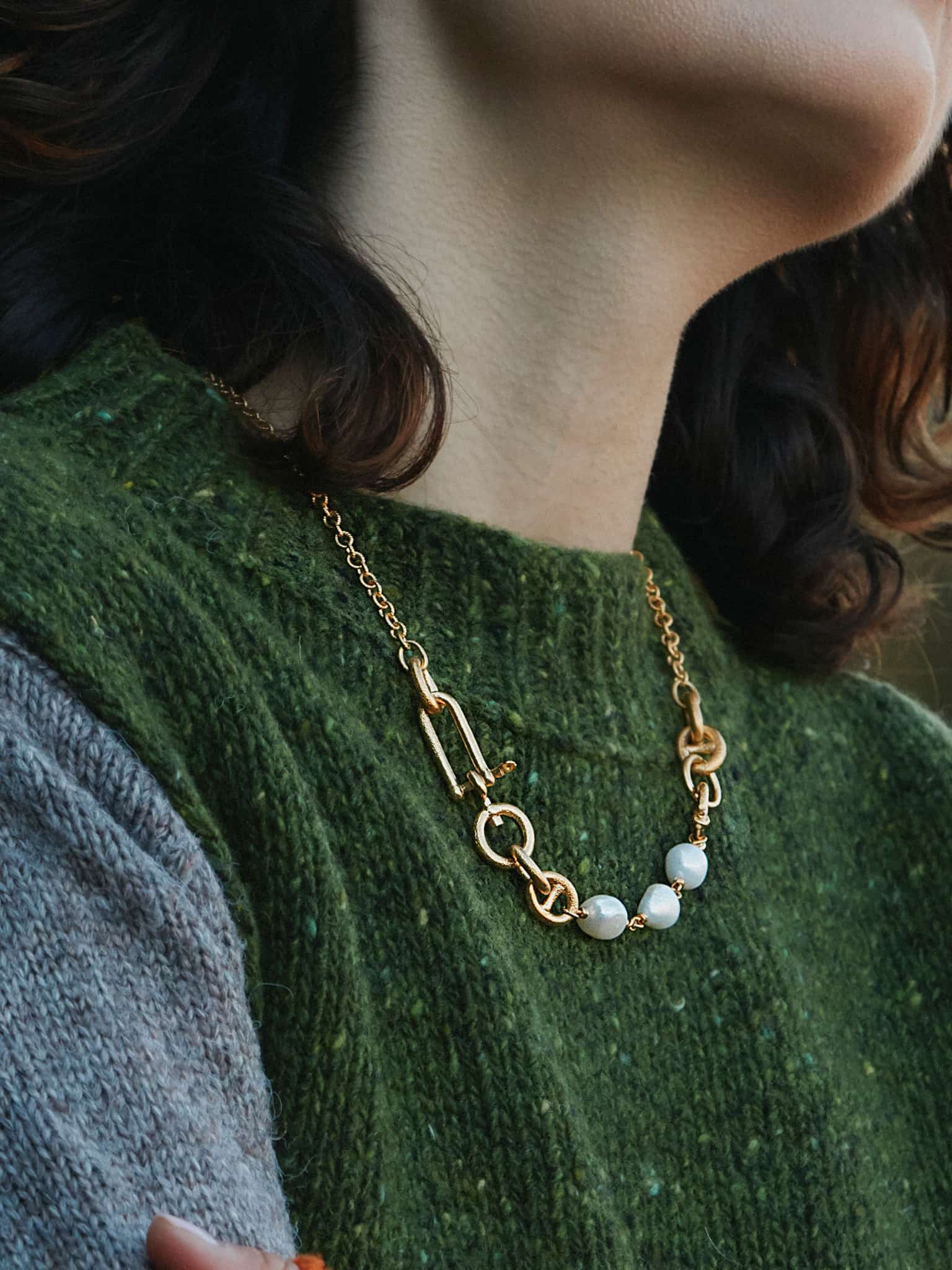 Heavy Boatyard Link Chain & Freshwater Pearl Necklace - image 4