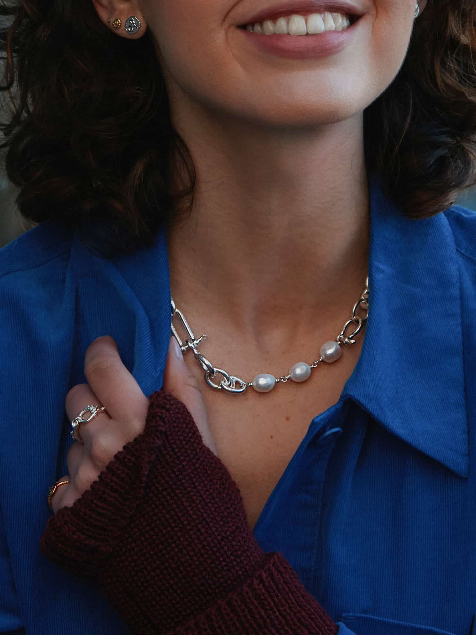 Heavy Boatyard Link Chain & Freshwater Pearl Necklace - image 7