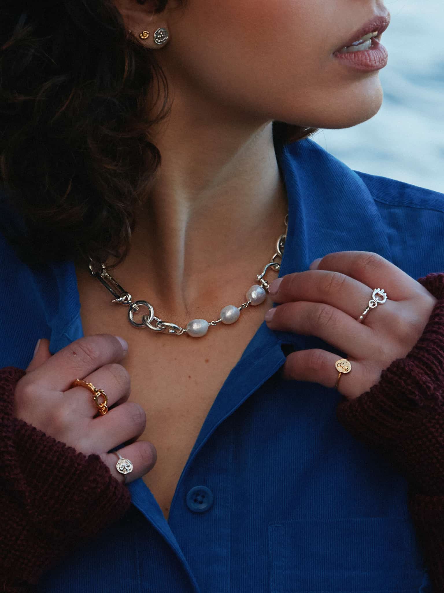 Heavy Boatyard Link Chain & Freshwater Pearl Necklace - image 9