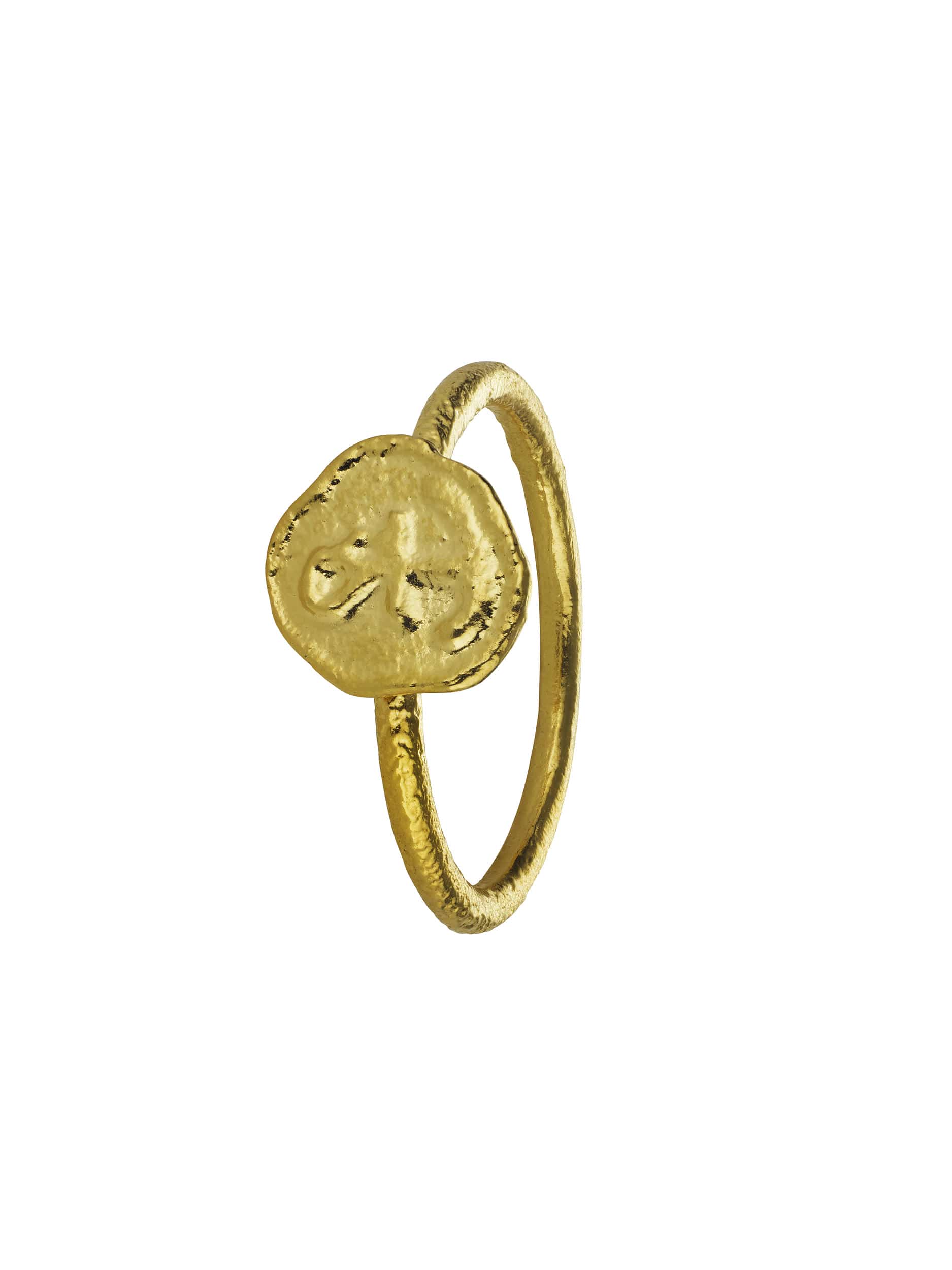 Mudlarked Anchor Token Stacker Ring - image 1 | gold plate