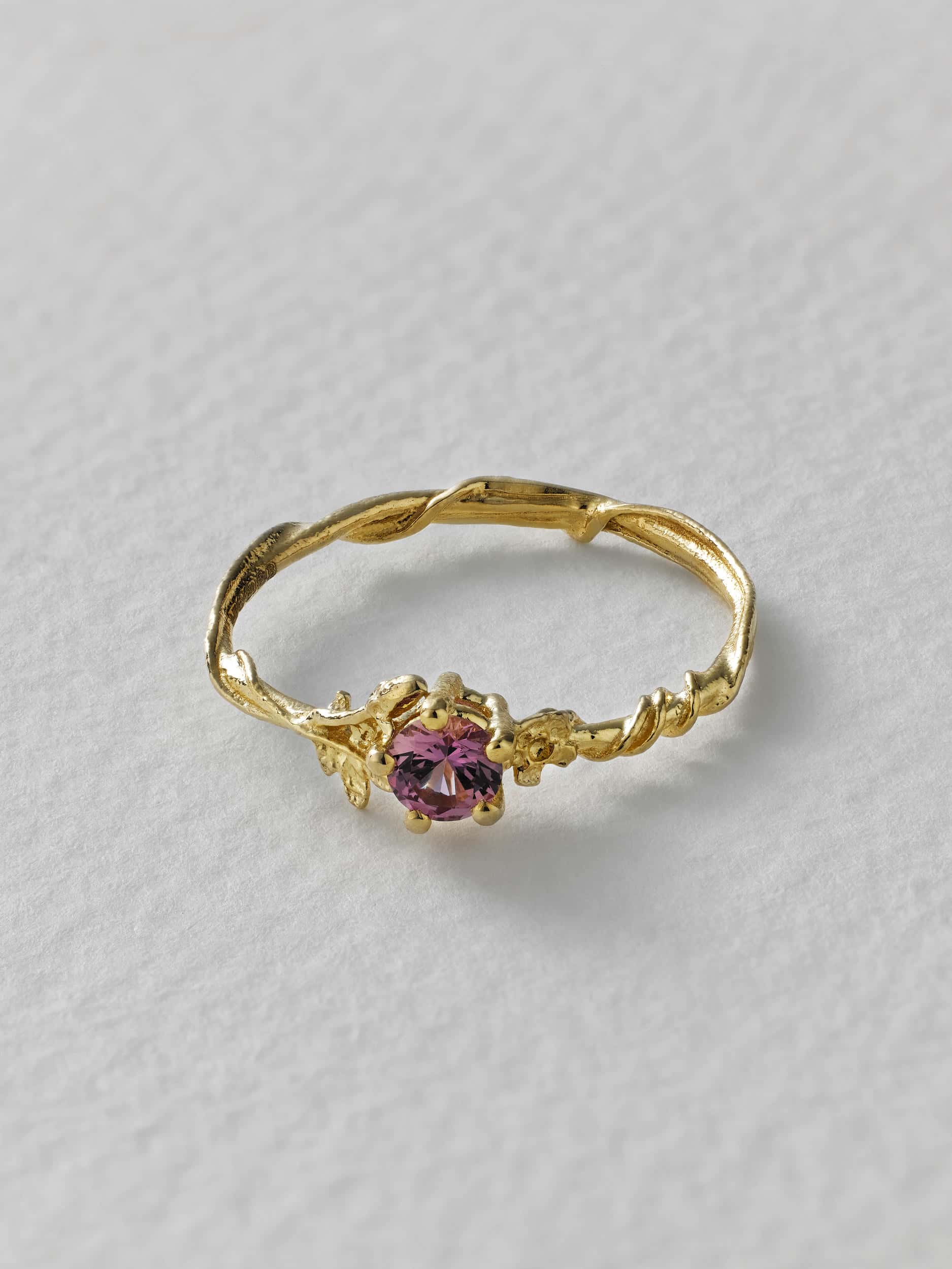 Rosa Alba Ring with Deep Rose Pink Sapphire - image 2 | 18ct yellow gold