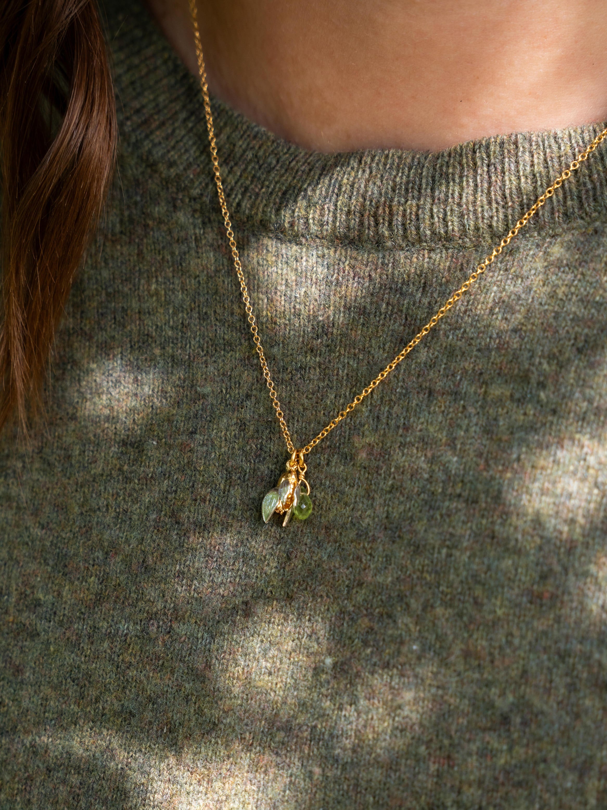 Snowdrop Double Necklace with Peridot - image 3
