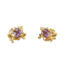 Language of Flowers Violet Studs with Brazilian Amethyst