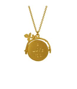 Gold Plate Spinning Disc 'I Love You' Necklace Product Photo