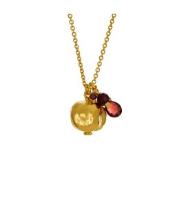 Gold Plate Pomegranate and Garnet Necklace Product Photo