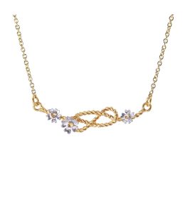 Silver & Gold Plate Figure of Eight Knot Rope Necklace with Wild Roses Product Photo
