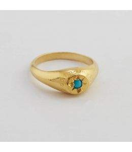 Turquoise Signet Ring with "A Star to Guide Me" Engraving
