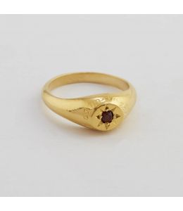 Garnet Signet Ring with "A Star to Guide Me" Engraving