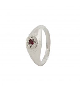 Silver Ruby Signet Ring with "A Star to Guide Me" Engraving Product Photo