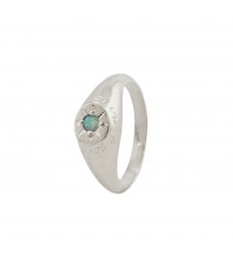 Silver Opal Signet Ring with "A Star to Guide Me" Engraving Product Photo