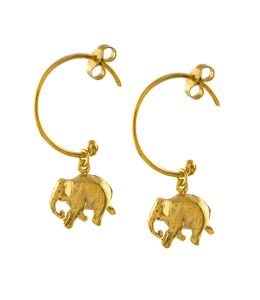 Gold Plate Indian Elephant Hoop Earrings Product Photo