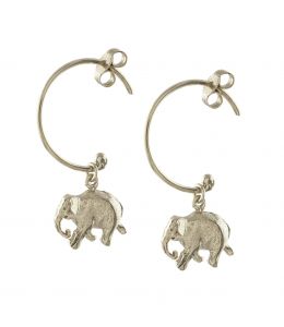 Silver Indian Elephant Hoop Earrings Product Photo