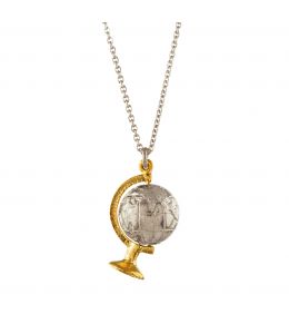 Silver & Gold Plate Spinning Globe Necklace Product Photo