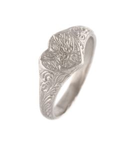 Silver Victoriana Heart Signet Ring Product Photo