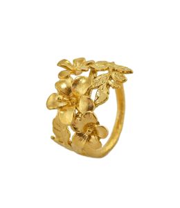 Gold Plate Hibiscus Floral Ring on Paper