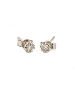 Silver Bud Diamond Stud Earrings Product Photo