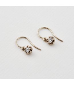 Seruni Bud Diamond Hook Drop Earrings