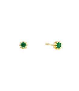 18ct Yellow Gold Seruni Stud Earrings with South African Emerald Gemstone Product Photo