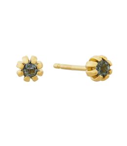 18ct Yellow Gold Turquoise Sapphire Seruni Stud Earrings Product Photo