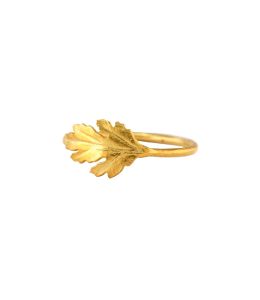 Gold Plate Chrysanthemum Leaf Ring Product Photo