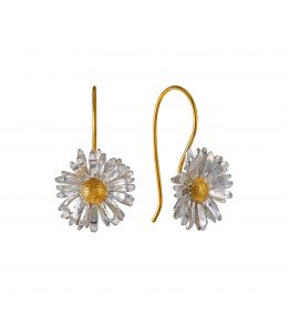 Silver & Gold Plate Big Daisy Hook Earrings Product Photo