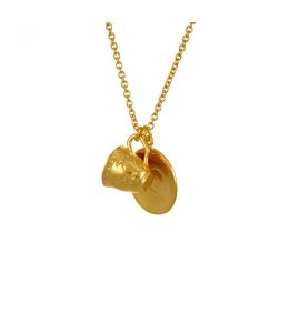 Gold Plate Teacup & Saucer Necklace Product Photo