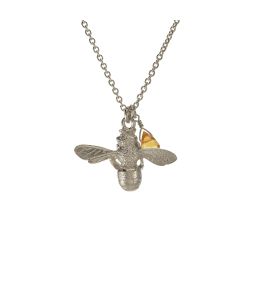 Silver Honey Bee and Citrine Necklace Product Photo