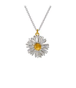 Silver & Gold Plate Big Daisy Necklace Product Photo