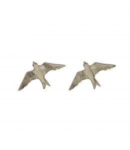 Silver Flying Swallow Stud Earrings Product Photo
