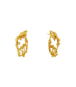 Gold Plate Enchanted Winter Woodland Marquise Stud Drop Earrings Product Photo