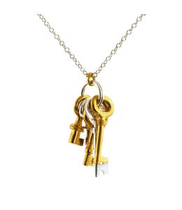 Silver & Gold Plate Bunch of Keys Necklace Product Photo
