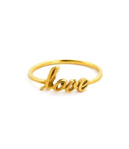 Gold Plate Handwritten 'Love' Ring Product Photo