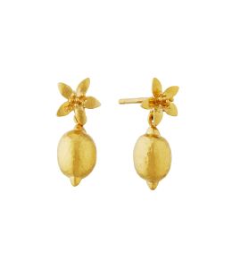 Gold Plate Lemon Blossom Stud Earrings with Lemon Drops Product Photo