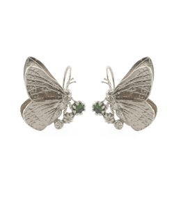 Silver Butterfly with Tsavorite Hook Earrings Product Photo