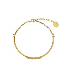 Gold Plate Hinged Column Bracelet with Ornate Detailing Product Photo