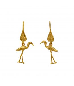 Gold Plate Heron Ornate Hook Earrings Product Photo
